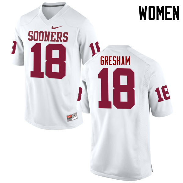 Women Oklahoma Sooners #18 Jermaine Gresham College Football Jerseys Game-White - Click Image to Close